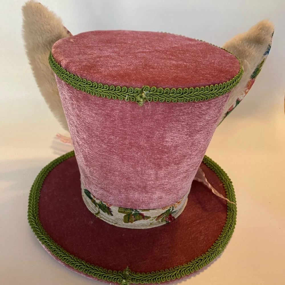NWT Begonia Market Rose Mauve Velvet Mini Top Hat ~ 7” Decorative Display Piece